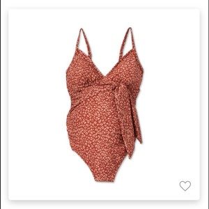 Maternity Animal-Print Front-Tie Swimsuit